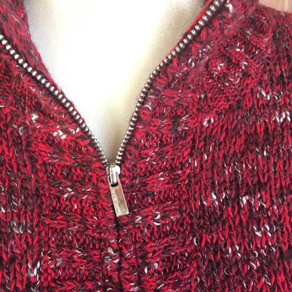 Liz Claiborne Red Burgundy Wine Zipup Sweater Sz M - Picture 3 of 7